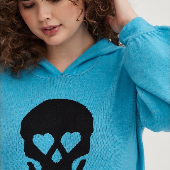 TORRID Luxe Crop Skull Hoodie - Picture 6 of 14